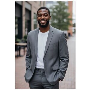 Pronto Uomo wool Blends Men's Classic Gray Suit Jacket 46X L